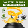 Blender with 304 steel blades and orange liquid splash on a green and gray background